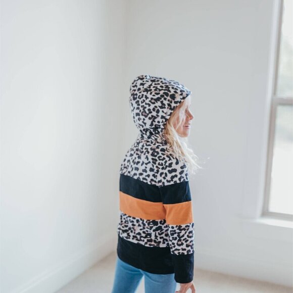 Black & Leopard Print Hoodie Shirt - Picture 6 of 11